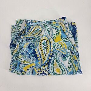 Ralph Lauren Women's Palazzo Pants Blue Yellow Paisley Print Wide Leg Large